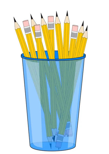 Glas med pennor — Stock vektor