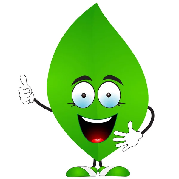 Glimlachend groen blad zegt Super — Stockvector