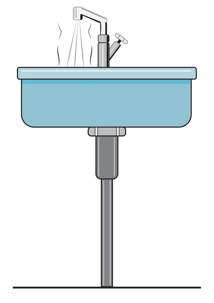 Ilustración Fregadero Con Agua Caliente Corriente — Archivo Imágenes Vectoriales