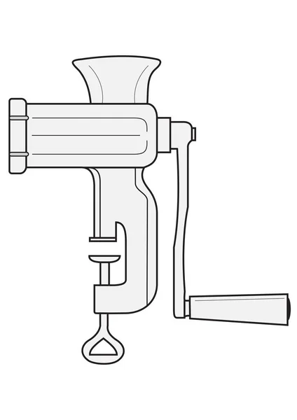 Mekanisk Köttkvarn Illustration Isolerad Vit Bakgrund — Stock vektor