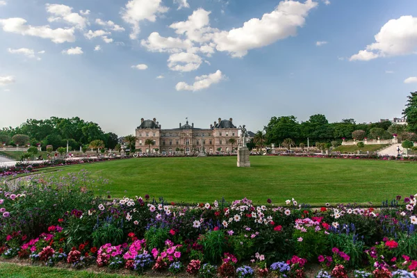 Luxemburgischer Park Mit Blumen Sommer Paris — Stockfoto