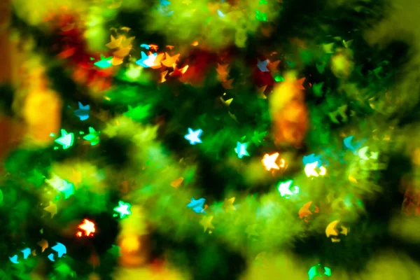 Blured sparks of light on cristmas tree, spruce lights — Stock Photo, Image
