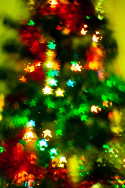 Blured sparks of light on cristmas tree, spruce lights — Stock Photo, Image