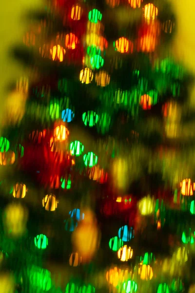 Blured sparks of light on cristmas tree, spruce lights — Stock Photo, Image