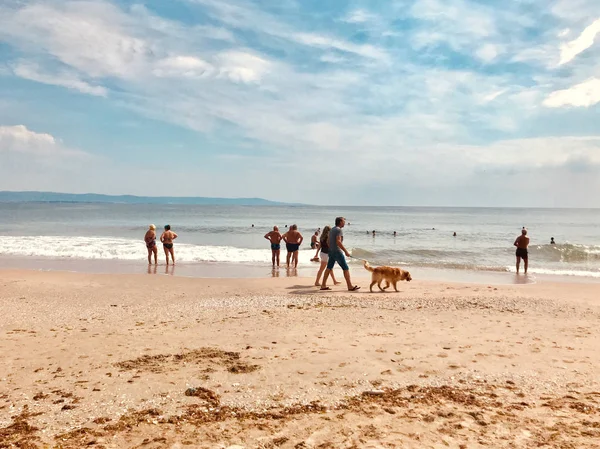 Поморьє Болгарія Травня 2018 Погляд Людей Які Проводять Час Пляжі — стокове фото