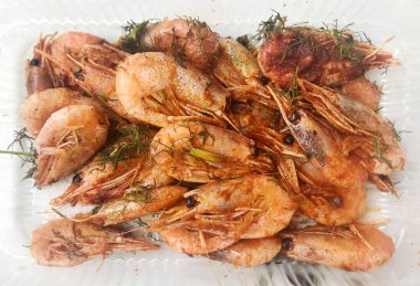 Taze ızgara karides renkli görüntü