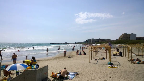 Pomorie Bulgaria June 2018 People Beach — Stock Photo, Image