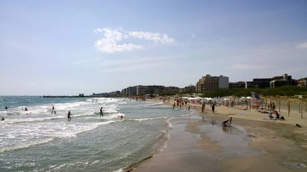 Pomorie Bulgaria June 2018 People Beach — Stock Photo, Image