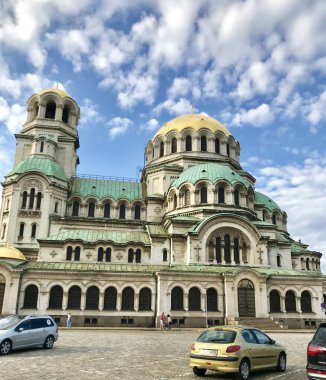 Sofia, Bulgaristan - 01 Temmuz 2018: The St. Alexander Nevsky Cathedral bir Bulgar Ortodoks Katedrali Sofya, Bulgaristan'ın başkenti olduğunu.