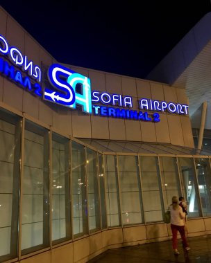 Sofia, Bulgaristan - 01 Temmuz 2018: Dış Sofya Havaalanı. 