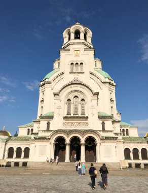 Sofia, Bulgaristan - 01 Temmuz 2018: The St. Alexander Nevsky Cathedral bir Bulgar Ortodoks Katedrali Sofya, Bulgaristan'ın başkenti olduğunu.