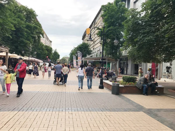 Sofia Bulgarie Juillet 2018 Vitosha Boulevard Est Principale Rue Commerciale — Photo