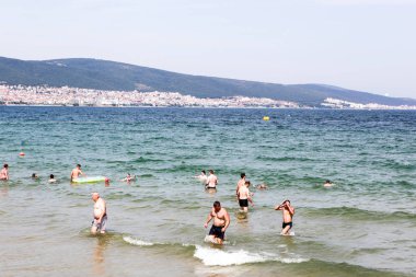 Sunny Beach, Bulgaristan - 26 Haziran 2018: Sunny Beach yaklaşık 35 km Nessebar Belediyesi, Burgaz İli Burgaz kuzeyinde yer alan Bulgaristan Karadeniz sahil, büyük bir tatil beldesi olan.
