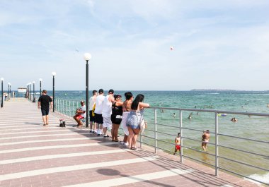 Sunny Beach, Bulgaristan - 26 Haziran 2018: Sunny Beach yaklaşık 35 km Nessebar Belediyesi, Burgaz İli Burgaz kuzeyinde yer alan Bulgaristan Karadeniz sahil, büyük bir tatil beldesi olan.