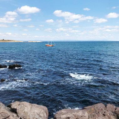 Deniz manzaralı, Sozopol, Bulgaristan kasabadan.