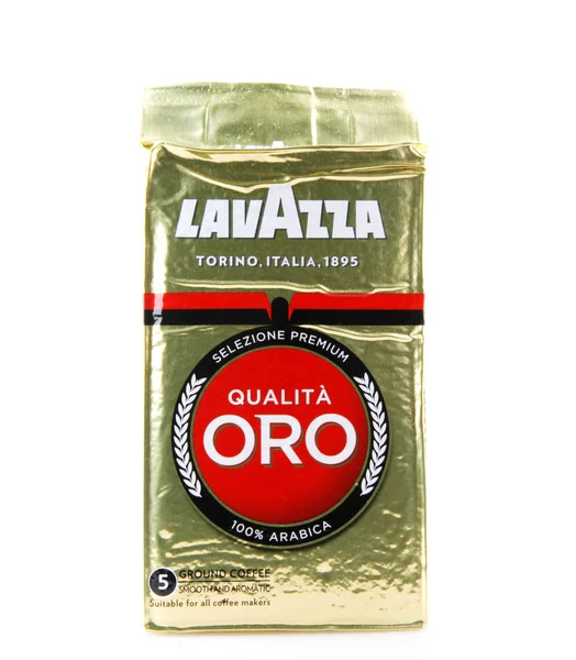 保加利亚 Pomorie 2018年9月13日 Lavazza 咖啡在白色背景下被隔离 Lavazza 是世界领先的浓咖啡供应商之一 也是最具知名度的咖啡品牌 — 图库照片