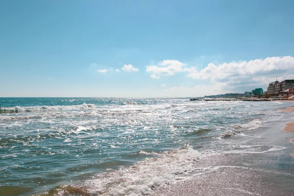 Prachtig Strand Ongelooflijke Zee Pomorie Bulgarije — Stockfoto