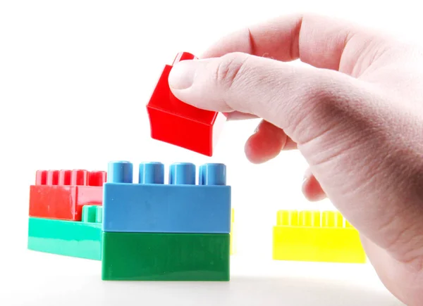 Plastikowe Bloki Zabawek Białym Tle — Zdjęcie stockowe