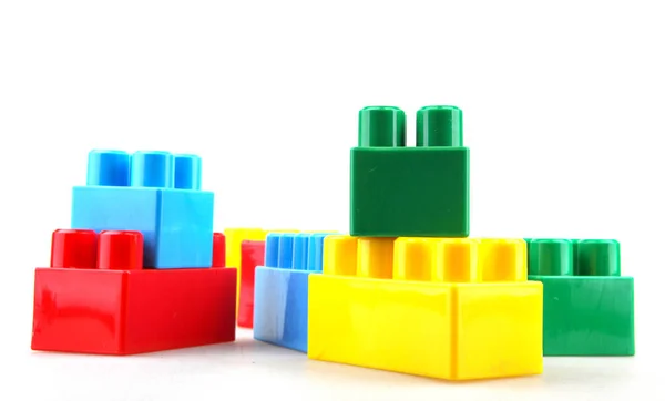 Blocos Brinquedo Plástico Fundo Branco — Fotografia de Stock