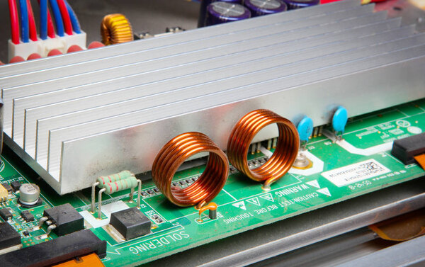 Microchip on motherboard close up