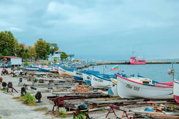 Pomorie Bulgária Setembro 2018 Barcos Pesca Porto Cidade — Fotografia de Stock