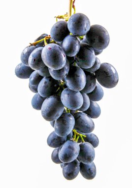 Beyaz arka planda izole edilmiş siyah üzümler.