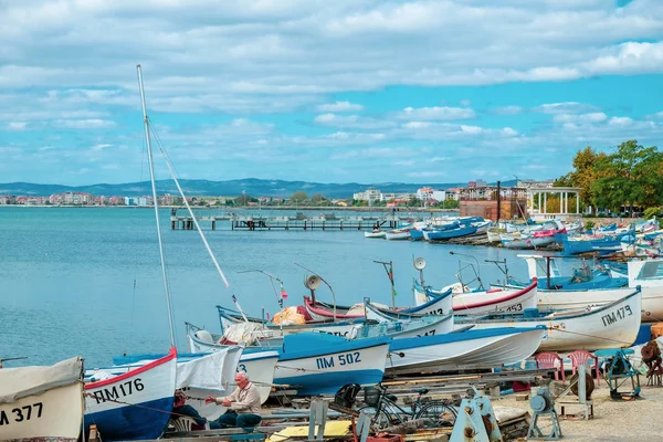 Pomorie Bulharsko Října 2018 Rybářské Lodě Přístavu Města — Stock fotografie