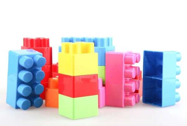 Bloques Juguete Coloridos Plástico Sobre Fondo Blanco — Foto de Stock