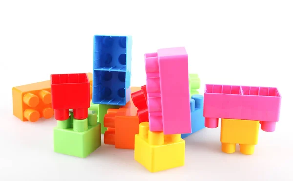 Blocuri Jucărie Colorate Din Plastic Fundal Alb — Fotografie, imagine de stoc