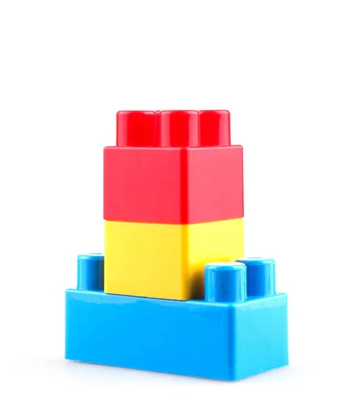 Plastic Colorful Toy Blocks White Background — Stock Photo, Image