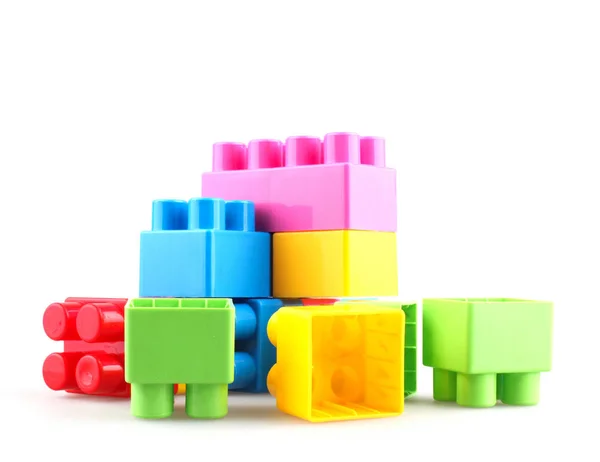 Plastic Colorful Toy Blocks White Background — Stock Photo, Image