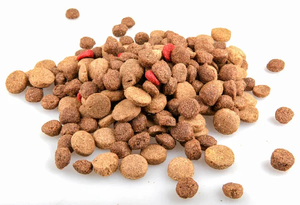 Dried Pet Food Isolated White Background — Stock Photo, Image