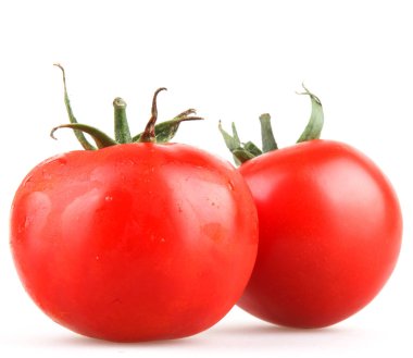 Beyaz zemin üzerine kırmızı domates close-Up.