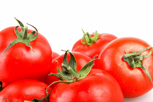 Close Tomates Vermelhos Fundo Branco — Fotografia de Stock