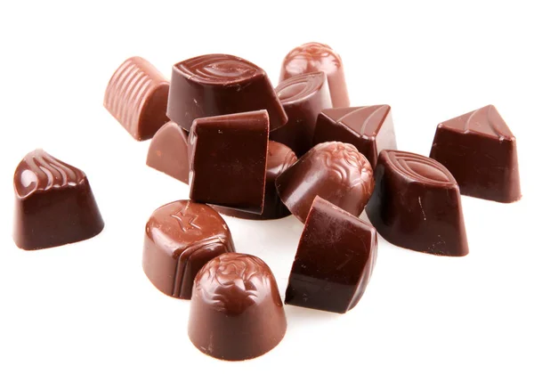 Zoete Chocolade Geïsoleerd Witte Achtergrond — Stockfoto