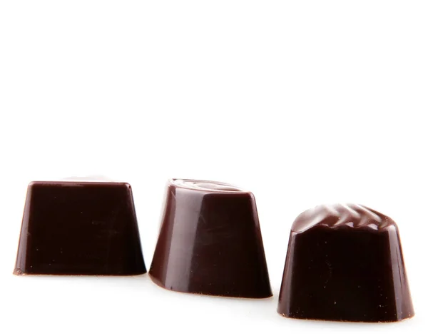 Chocolats Sucrés Isolés Sur Fond Blanc — Photo