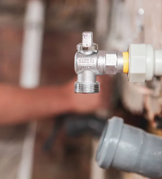 Plumber Working Kitchen Sink — Stock Photo, Image