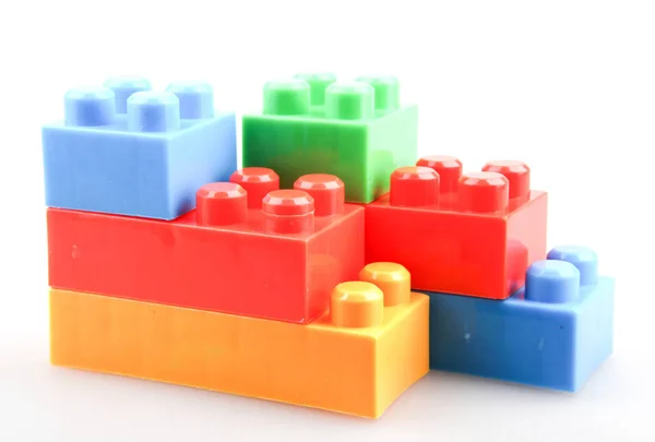 Пластикові Іграшкові Блоки Ізольовані Білому Фоні — стокове фото