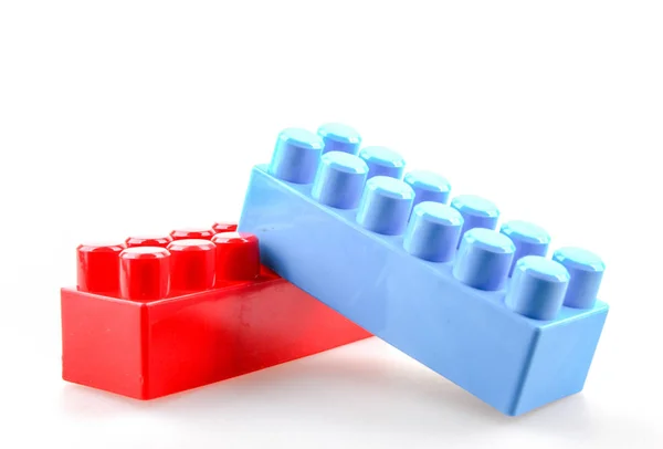 Blocos Brinquedo Plástico Isolado Fundo Branco — Fotografia de Stock