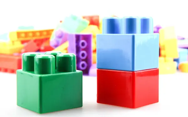 Plast Leksak Block Isolerade Vit Bakgrund — Stockfoto
