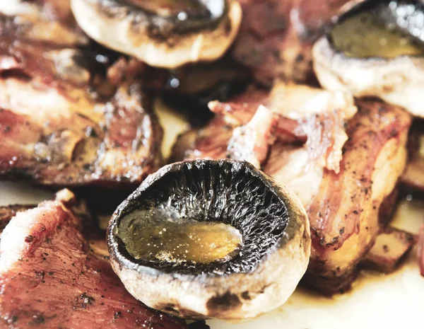 Roasted Pork Ribs Mushrooms — Stock Photo, Image
