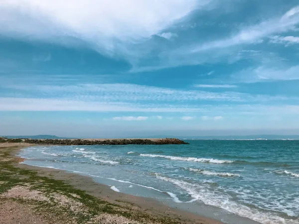 Schöner Strand Und Unglaubliches Meer Pomorie Bulgarien — Stockfoto
