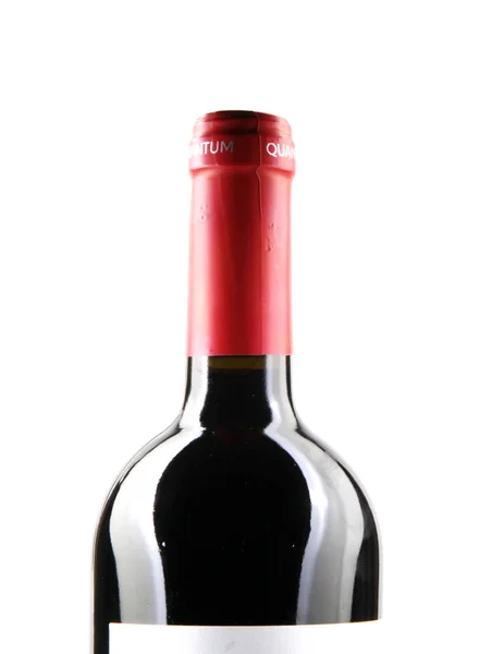 Röd Vinflaska Vit Bakgrund — Stockfoto