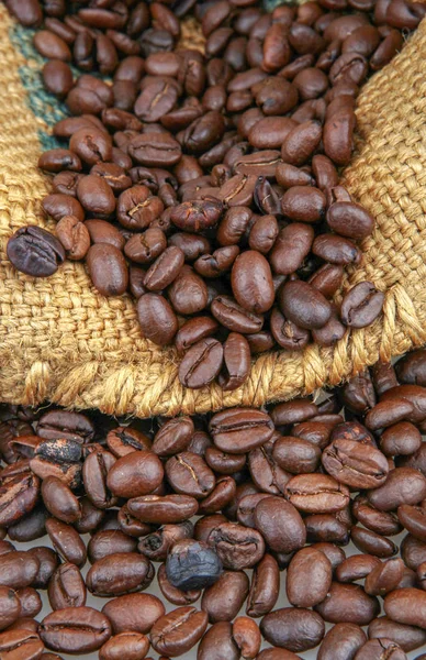 Coffee Beans Burlap Sack — Stock Photo, Image