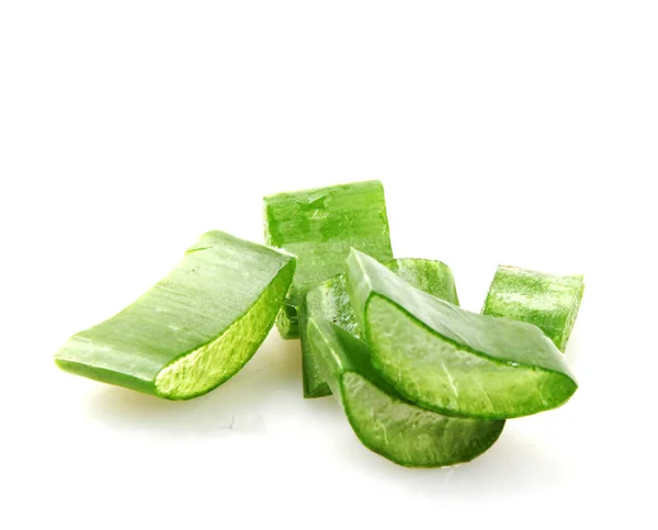 Крупним Планом Aloe Vera Slice Білому Тлі — стокове фото