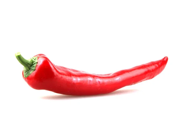Közelkép Red Chili Pepper Ellen Fehér Háttér — Stock Fotó