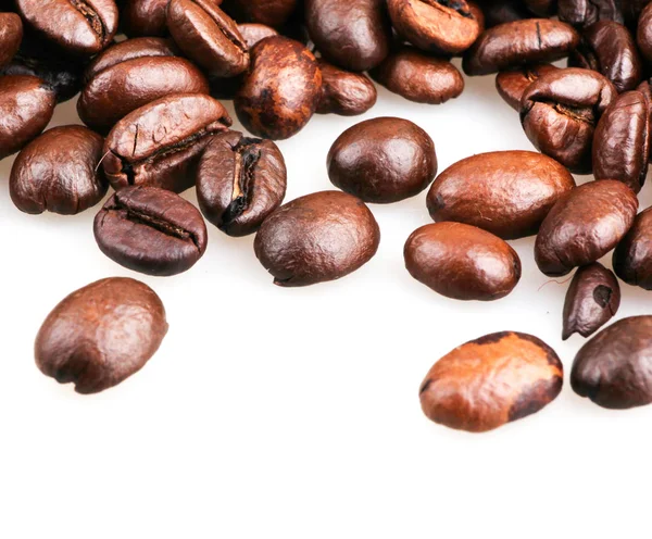 Kávová Zrna Izolované Bílém Pozadí — Stock fotografie