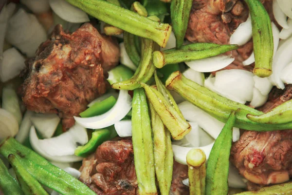 Guisado Cordeiro Refogado Com Batatas Cebolas Outros Vegetais — Fotografia de Stock