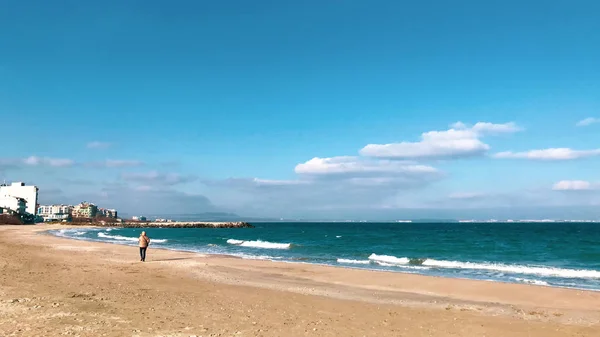 保加利亚波莫里 2019年1月21日 明亮阳光下的海滩和大海 — 图库照片