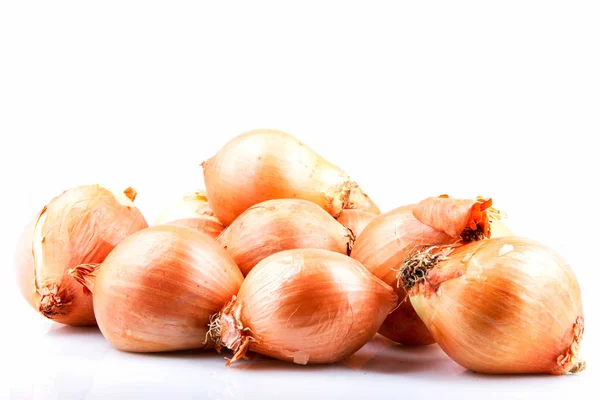 Bulbos Cebolla Fresca Aislados Sobre Fondo Blanco — Foto de Stock